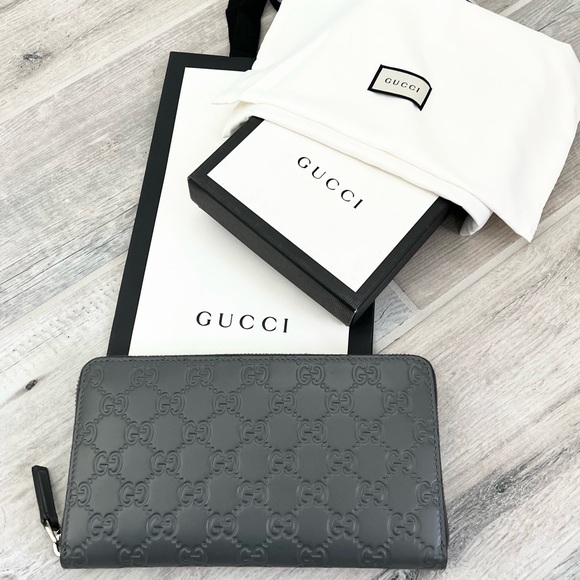 Gucci Grey GG Signature Leather XL Organizer Wallet - Picture 1 of 11